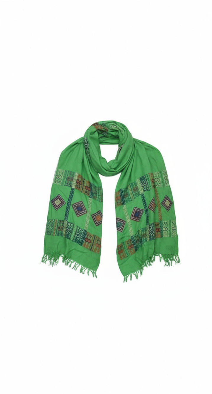 Green Tatreez Scarf