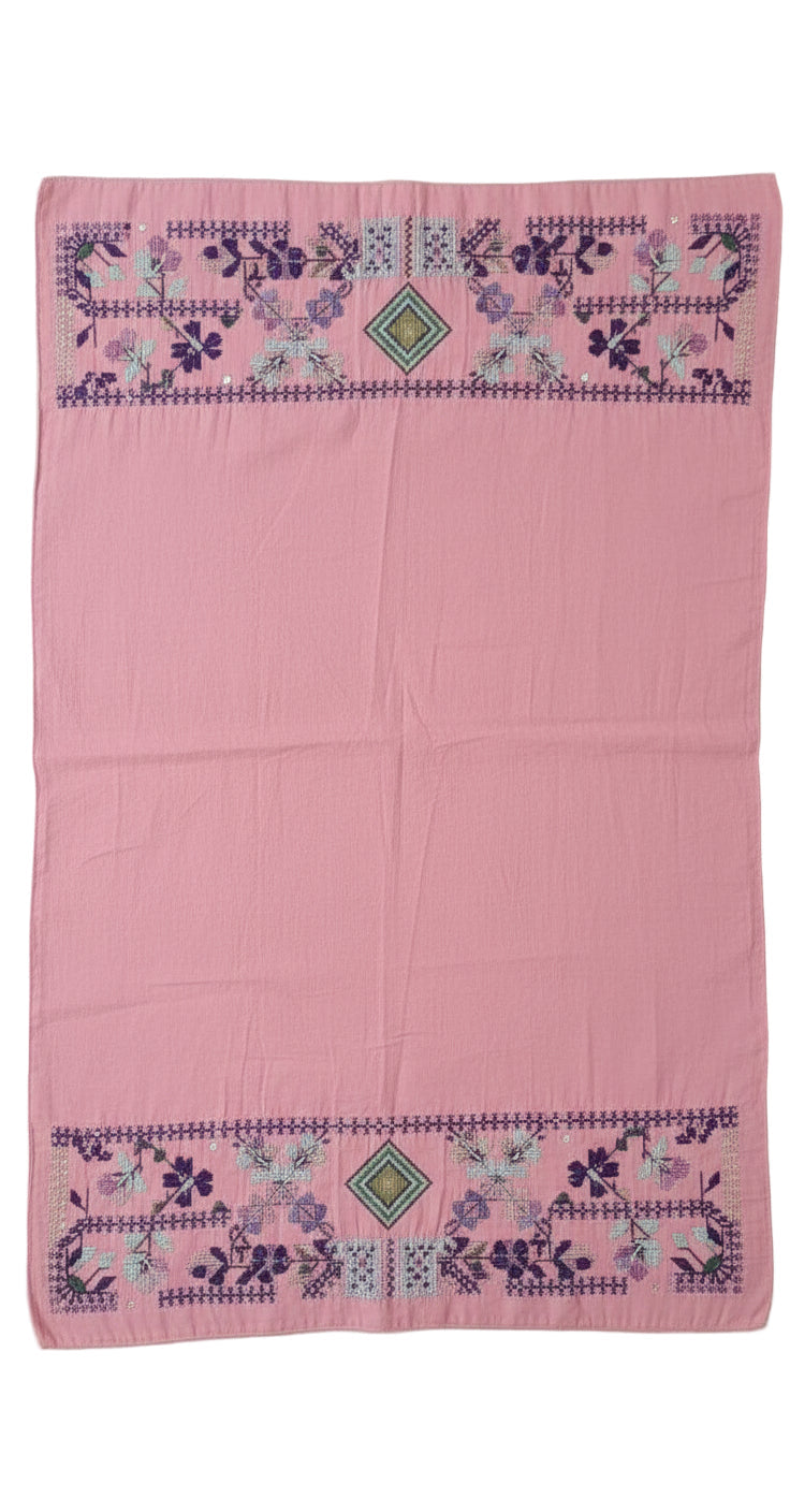 🌸 Pink Tatreez Scarf – Grace in Every Stitch