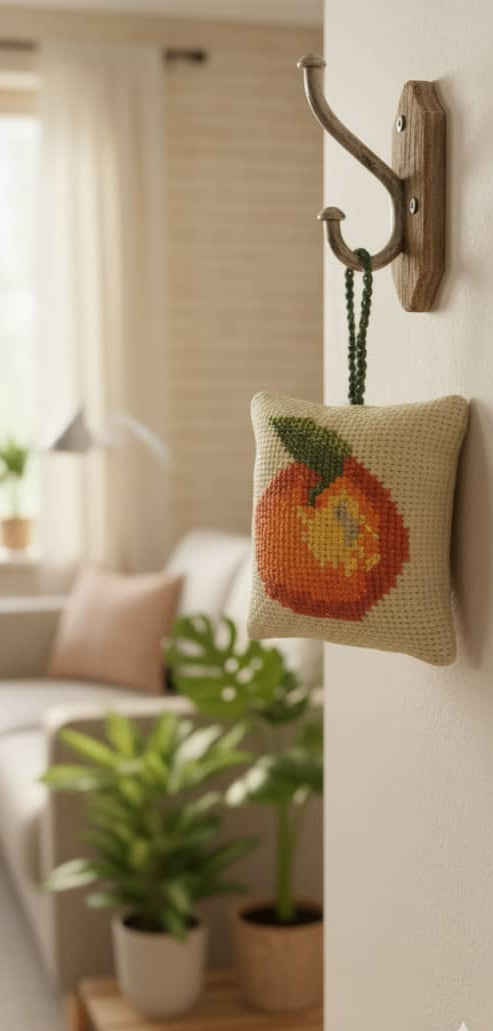 Cream Citrus Harvest square Hanging Cushion
