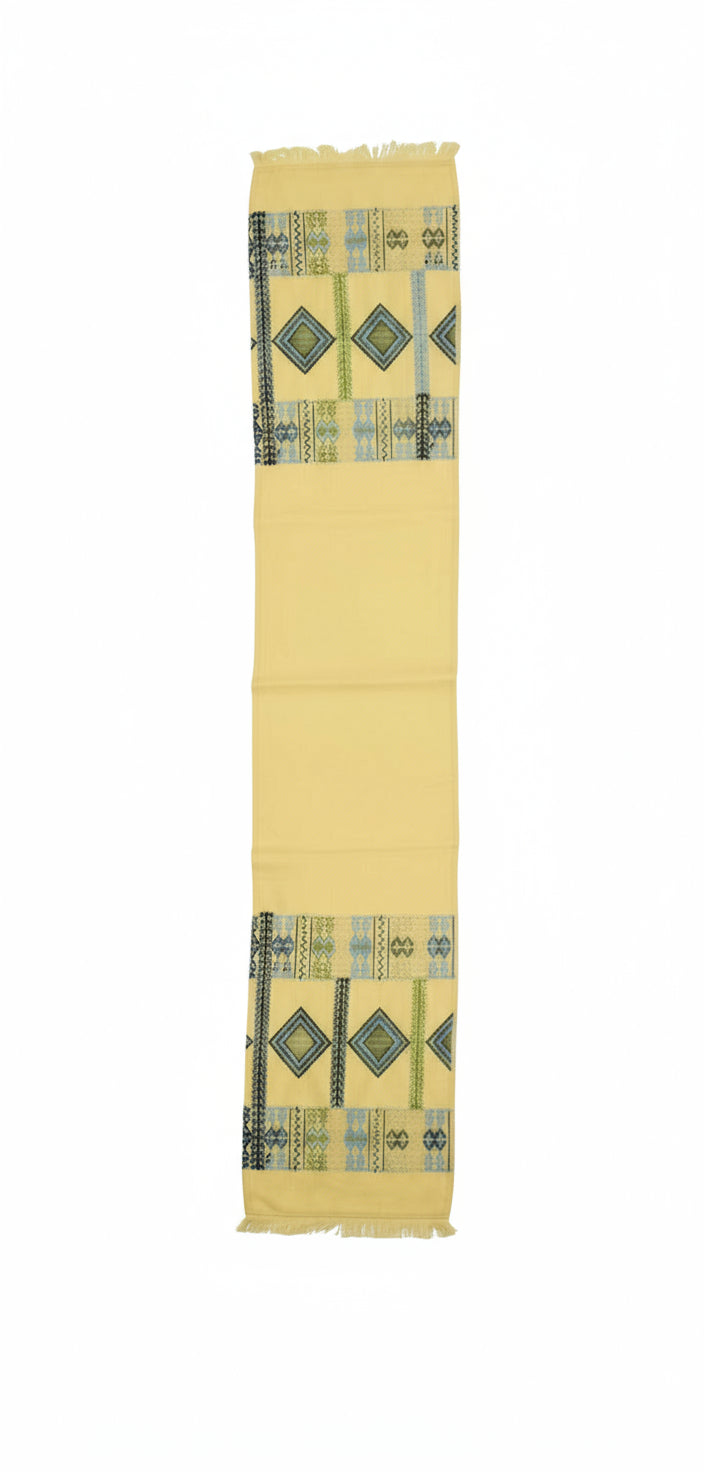 ☀️ Yellow Tatreez Scarf – Radiance in Heritage